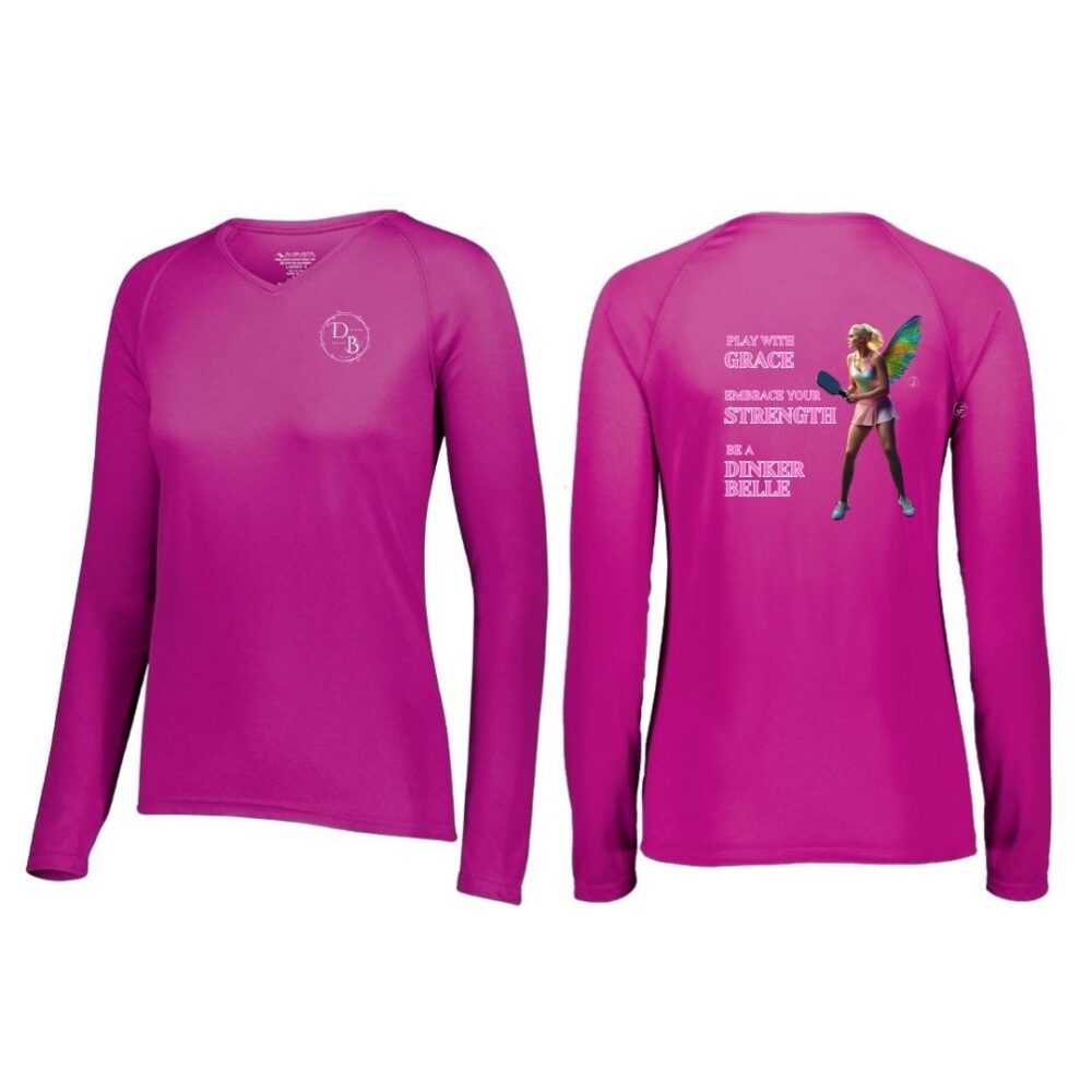 Pink long-sleeve shirt with fairy design.