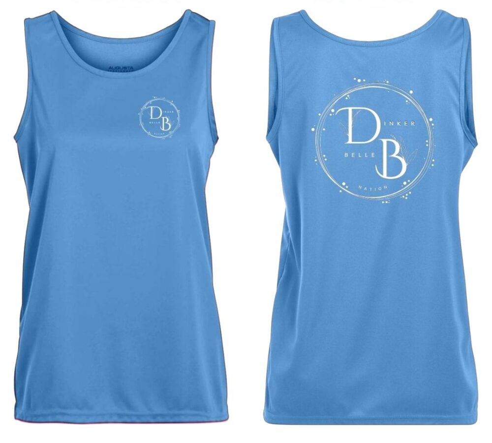 Blue tank top front and back view.