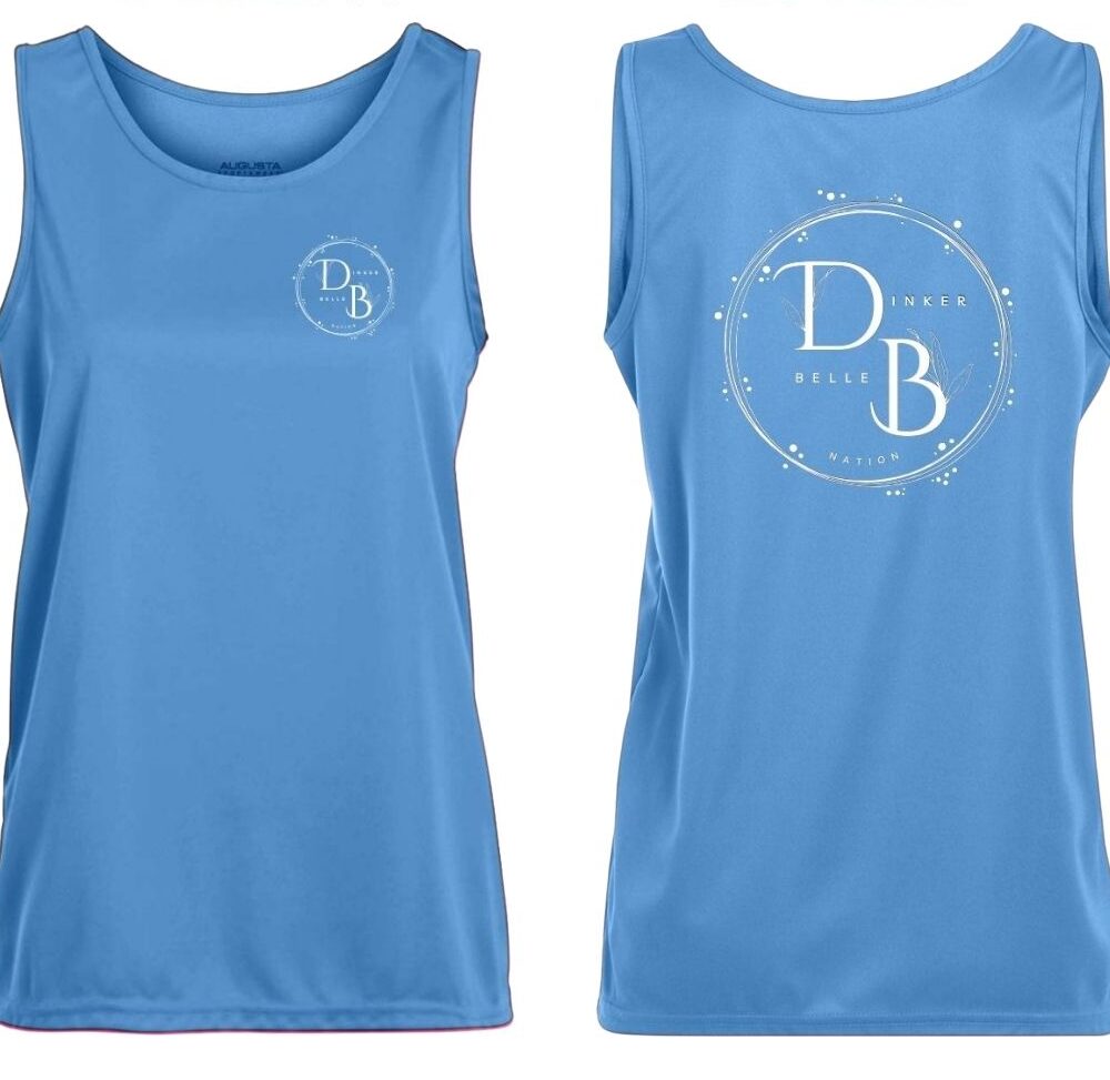 Blue tank top front and back view.