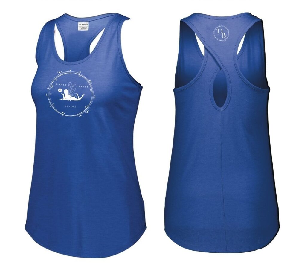 Blue tank top front and back view