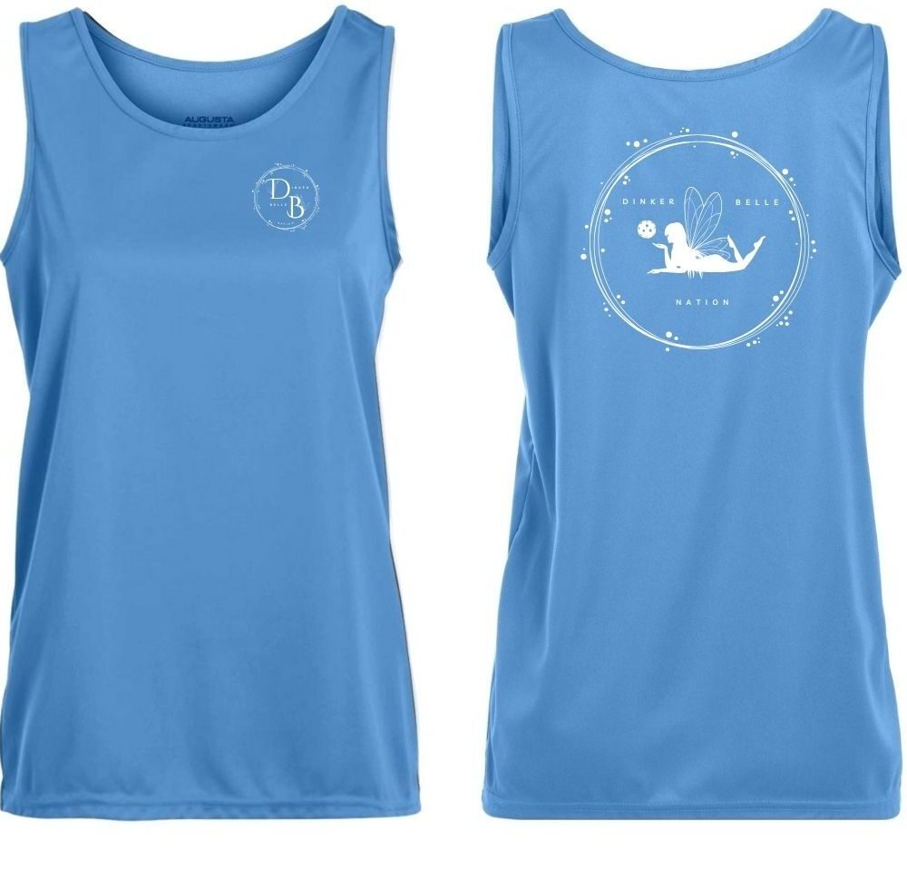 Blue tank top with front and back designs