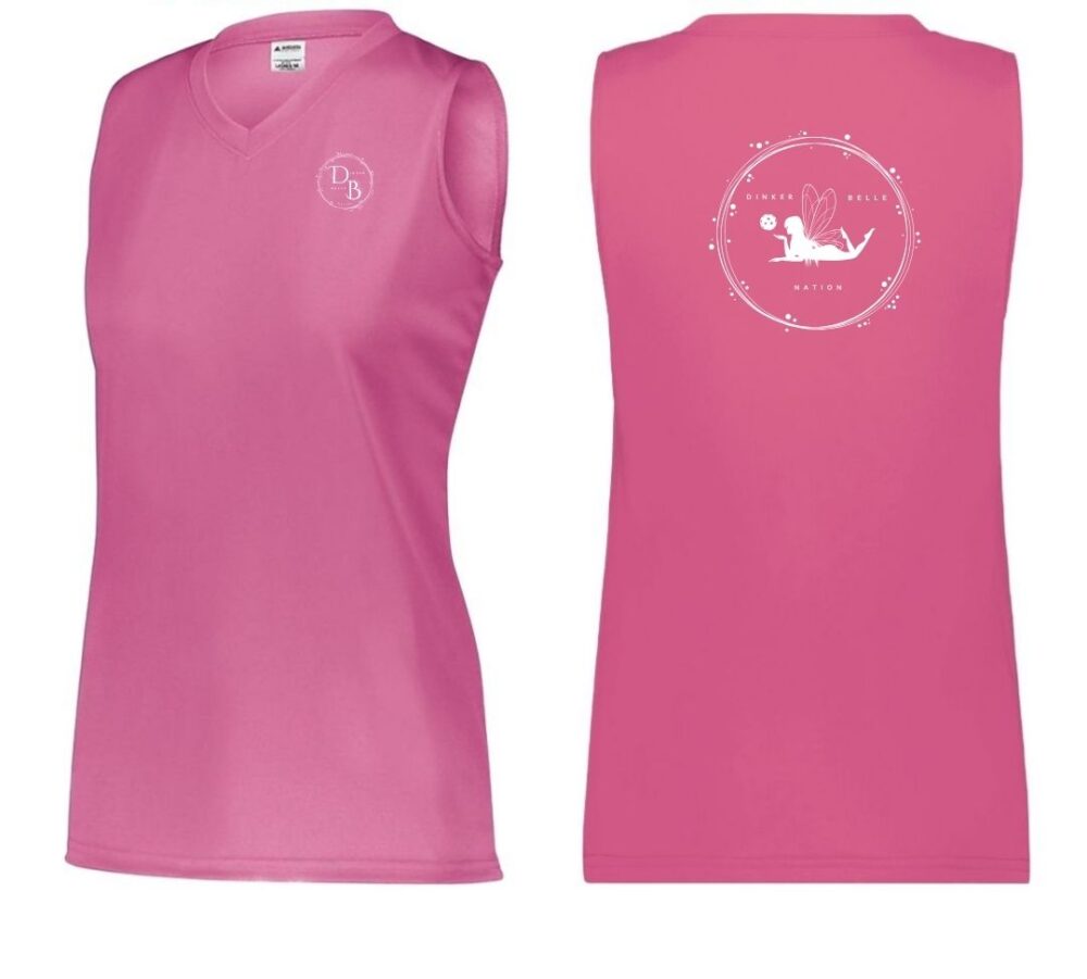 Pink sleeveless shirt with front and back design