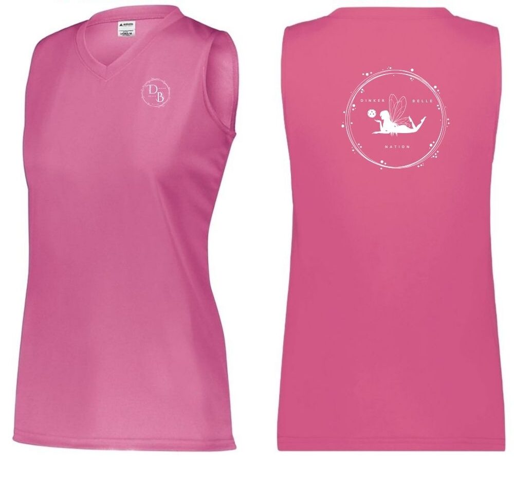 Pink sleeveless shirt with front and back design