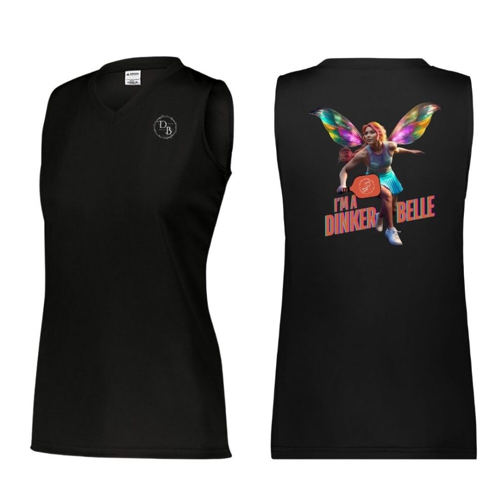 Black tank top with fairy pickleball graphic