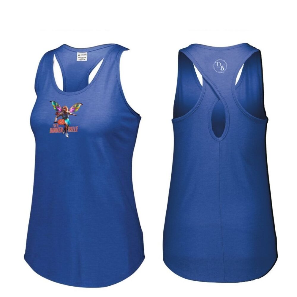 Blue tank top with butterfly design