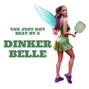 Fairy with wings, holding a pickleball paddle