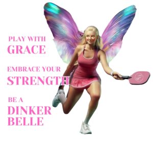 Fairy playing pickleball with grace and strength.