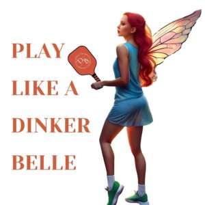 Woman with wings holding pickleball paddle