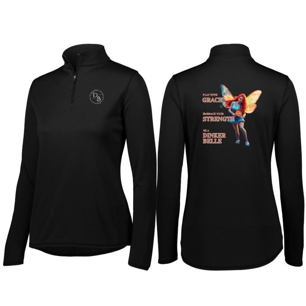 Black jacket with fairy design and motivational text