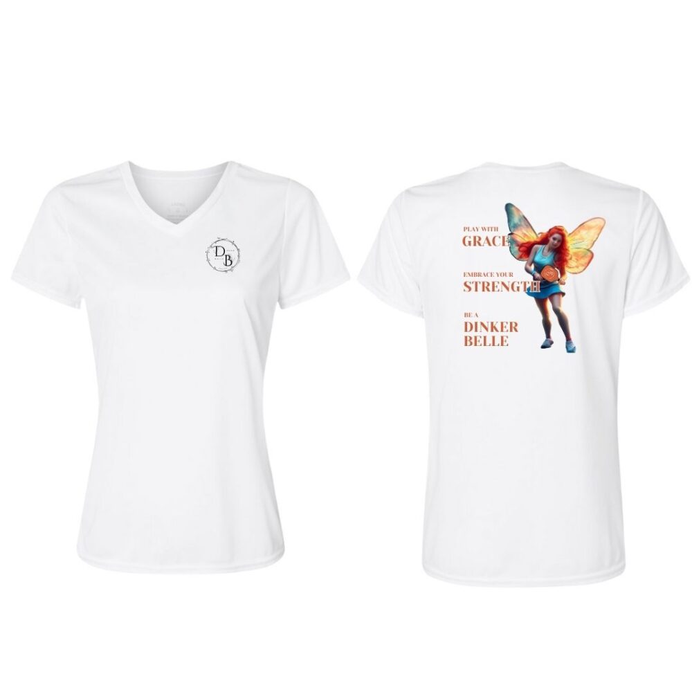 Women’s t-shirt with fairy graphic and inspirational text.