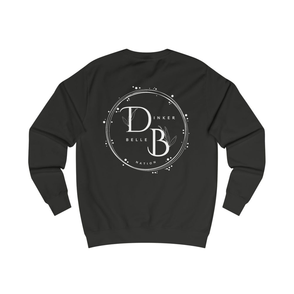 Black sweatshirt with Dinker Belle Nation logo.