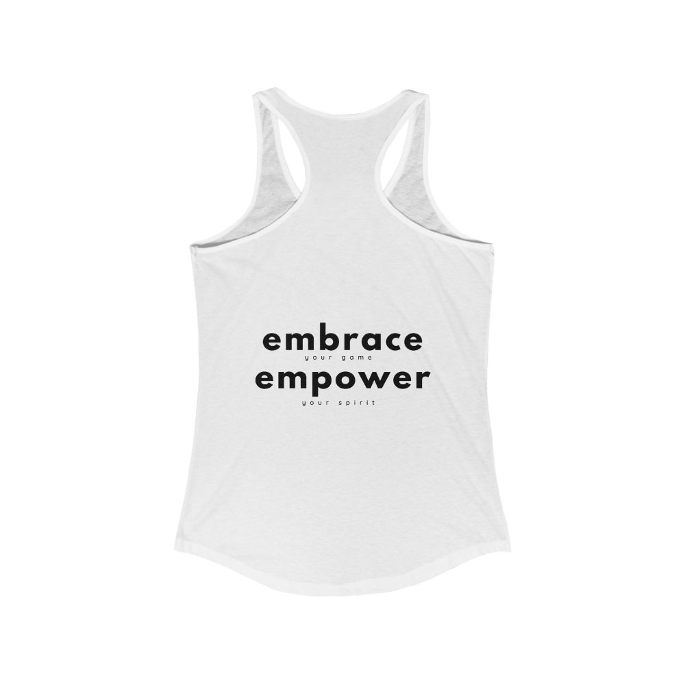 White tank top with motivational text design.