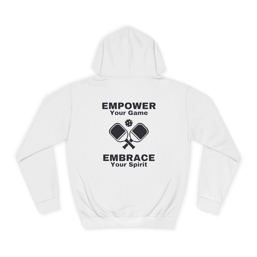 White hoodie with motivational pickleball design