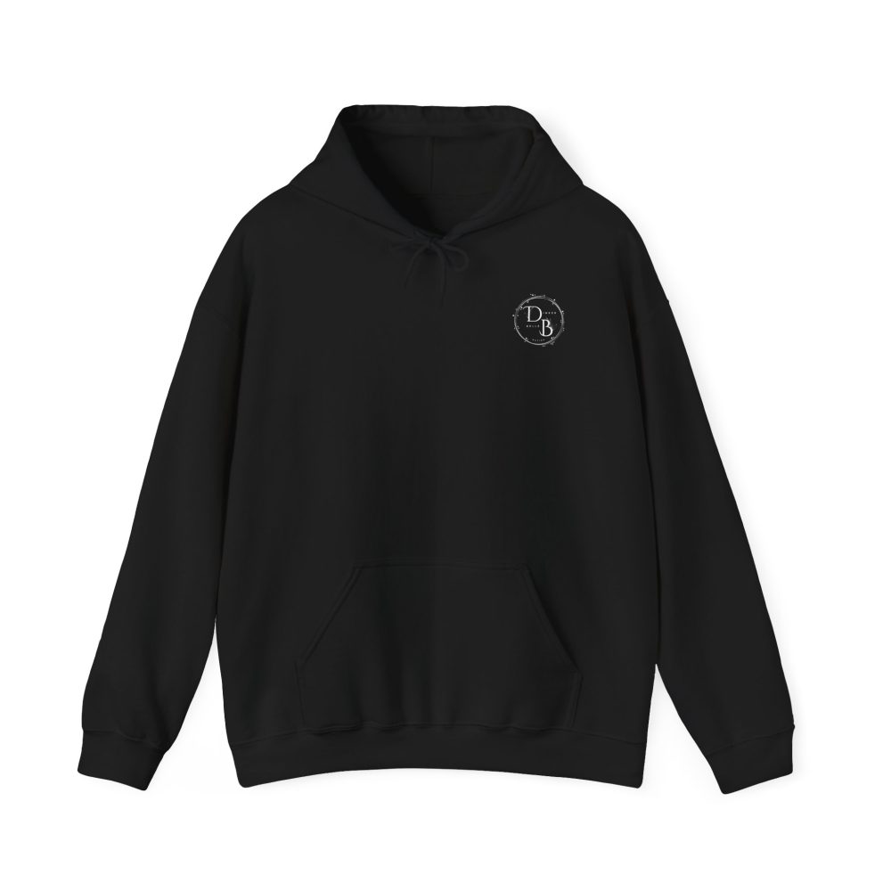 Black hoodie with small circle logo