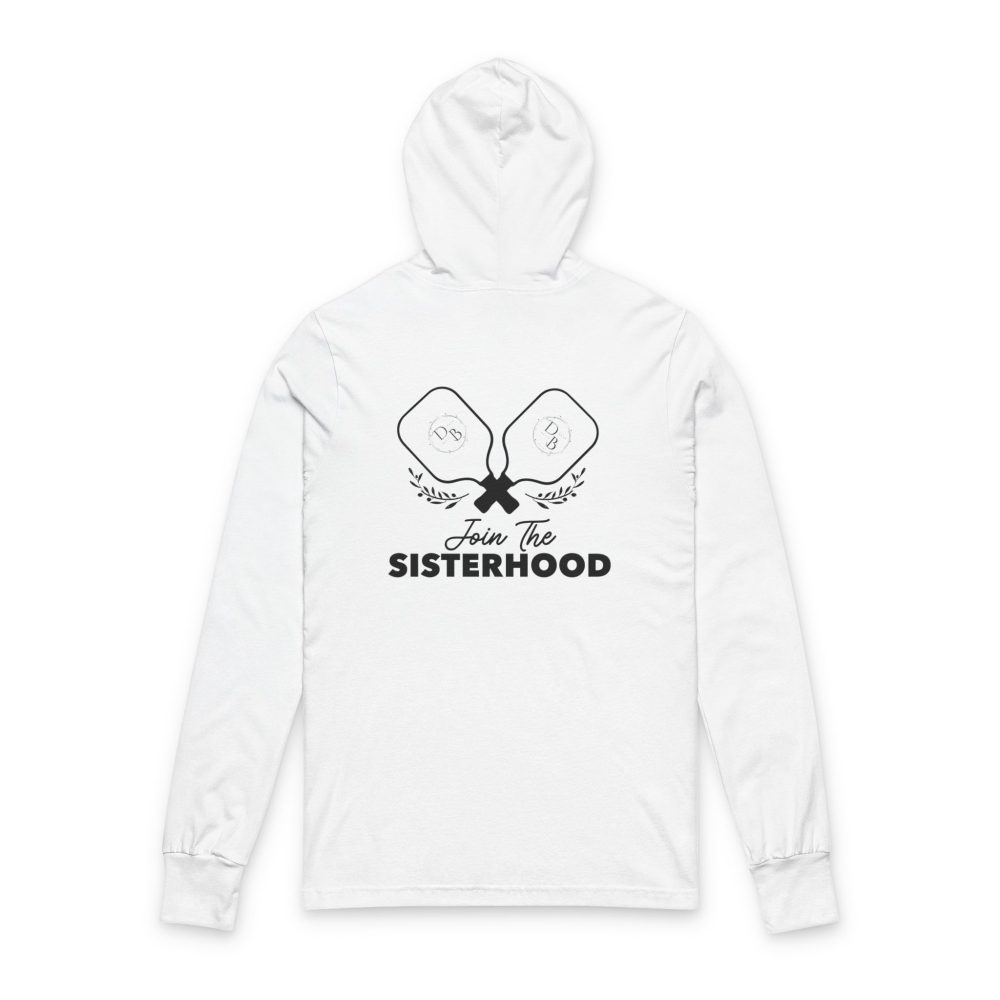 White hoodie, 'Join the Sisterhood' design