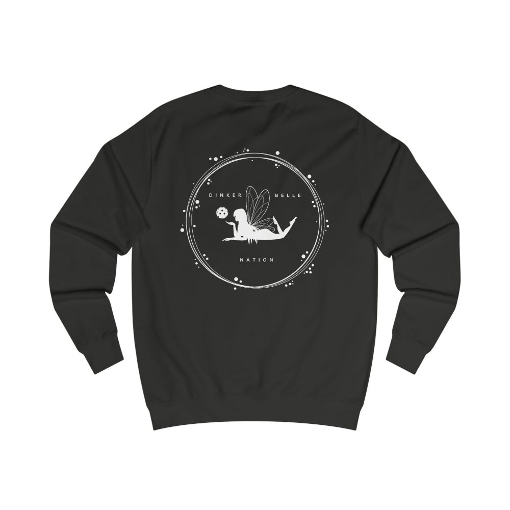 Black fairy-themed sweatshirt with circular graphic design.