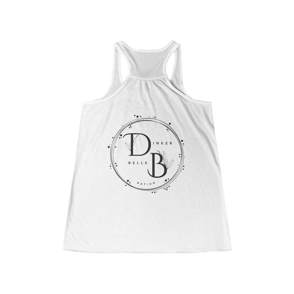 White tank top with Dinker Belle logo