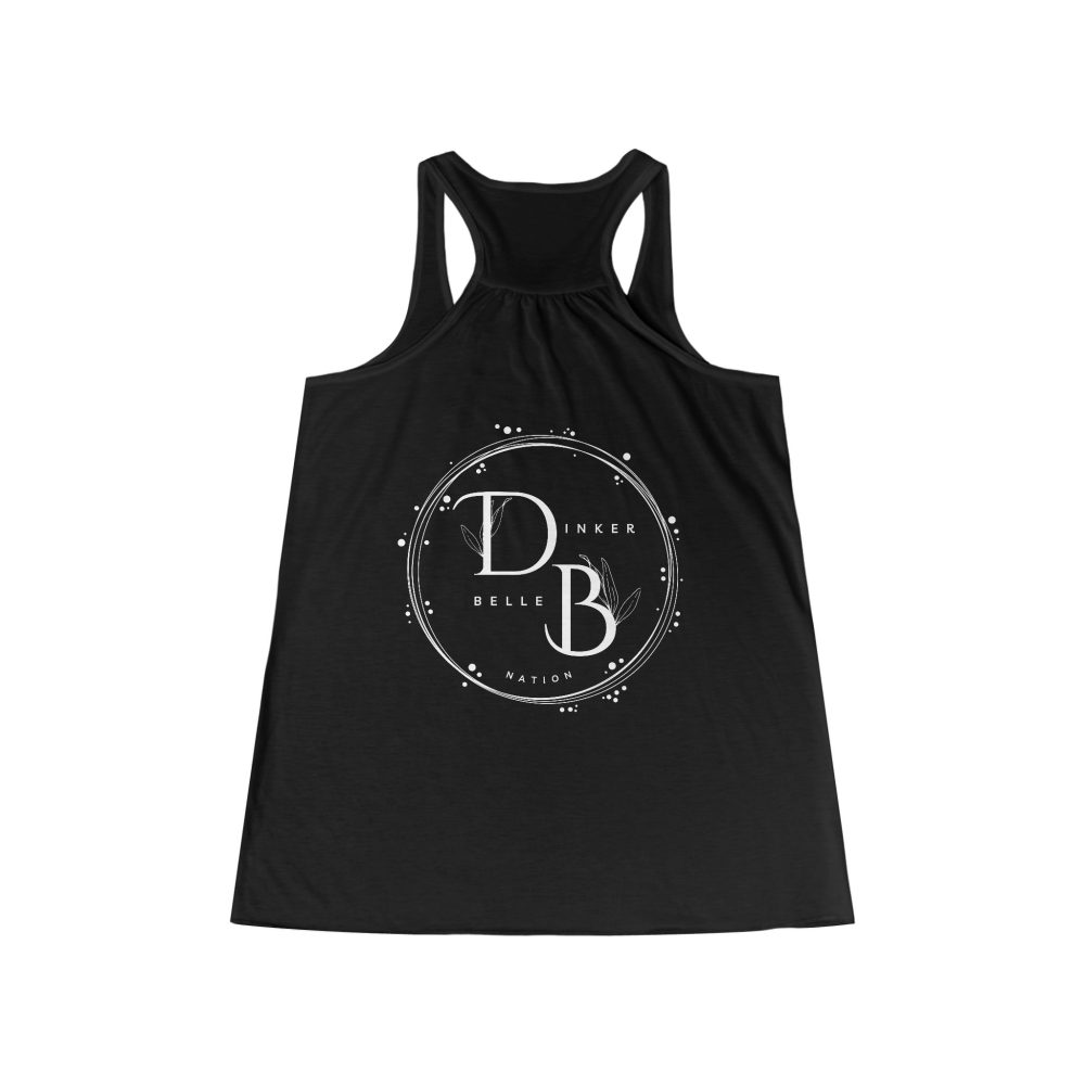 Black tank top with Dinker Belle logo