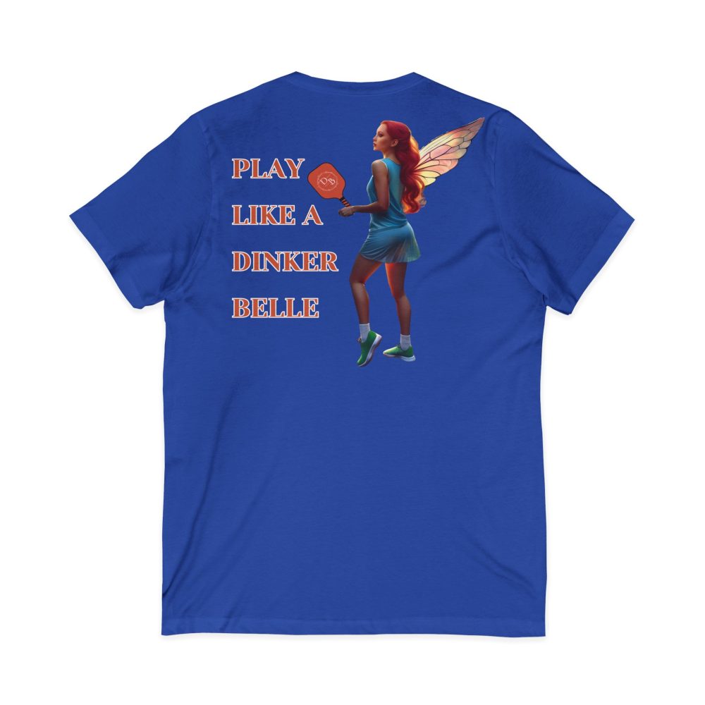 Blue shirt with fairy playing pickleball