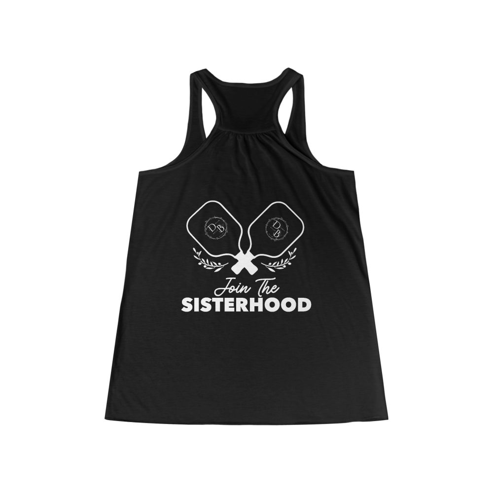 Black tank top with 'Join The Sisterhood' print.