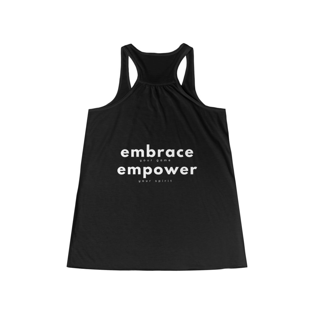 Black tank top with empowering text design.