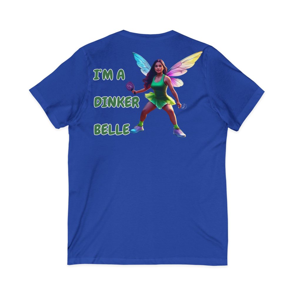 Dinker Belle fairy on blue T-shirt