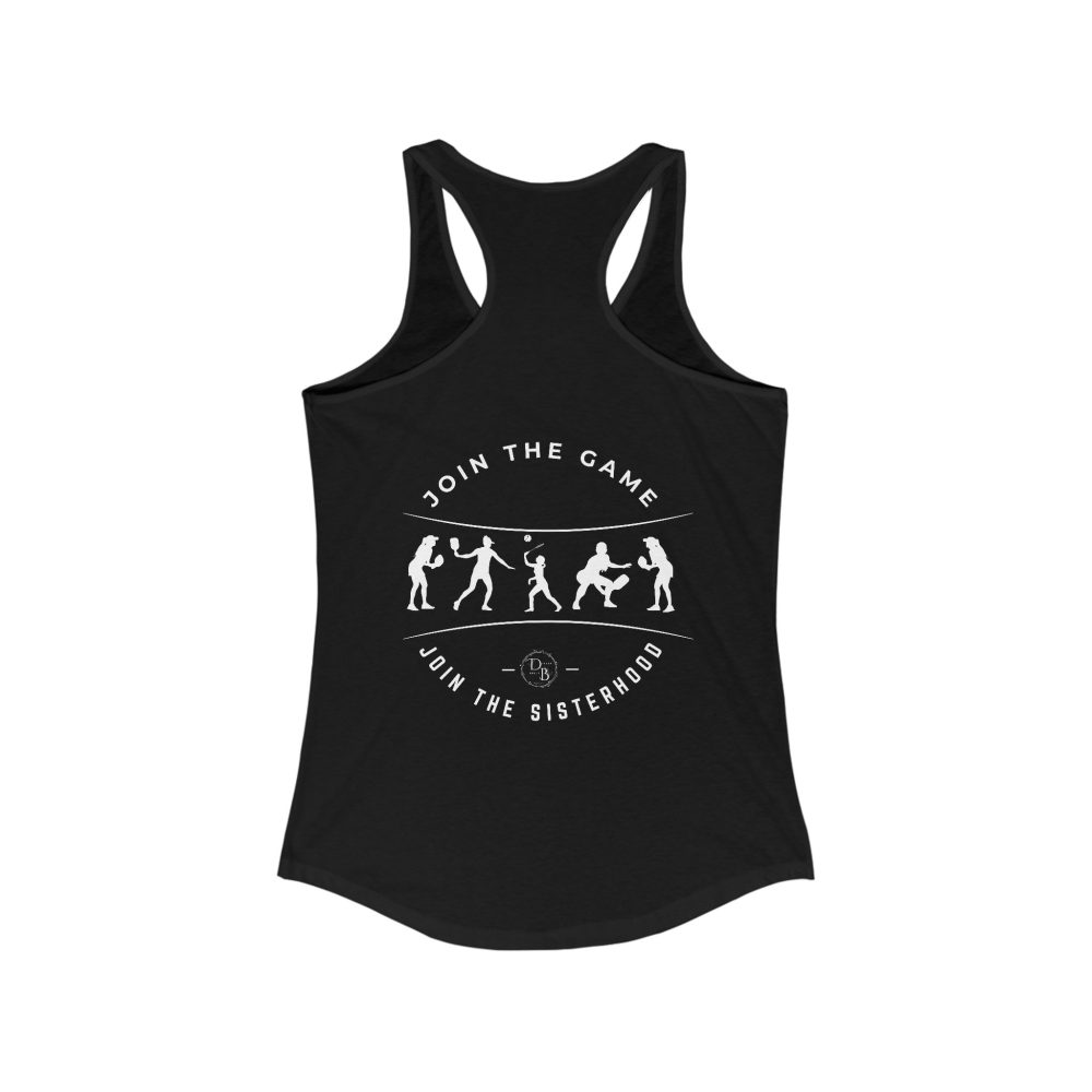 Black tank top with sports silhouette graphics