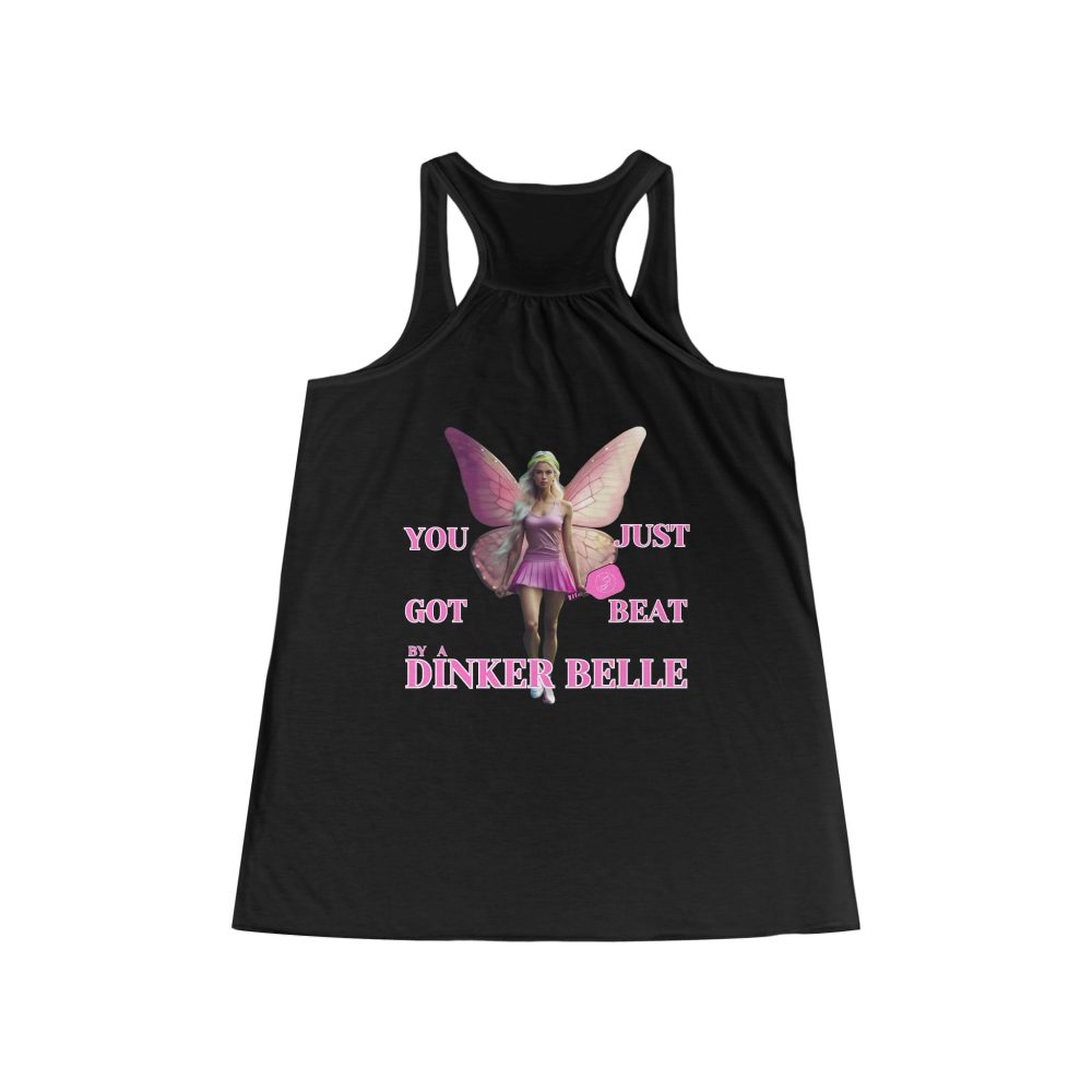 Black tank top with pink fairy design.