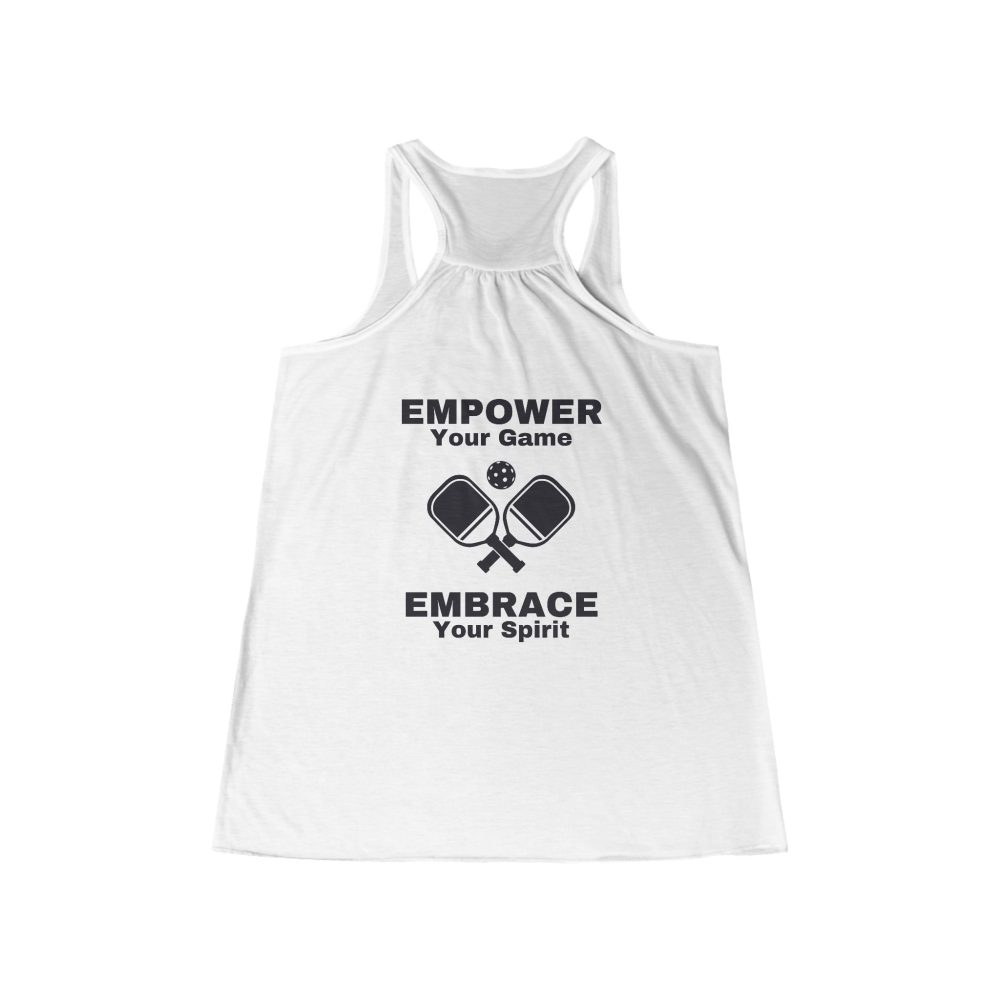 White tank top with motivational pickleball design