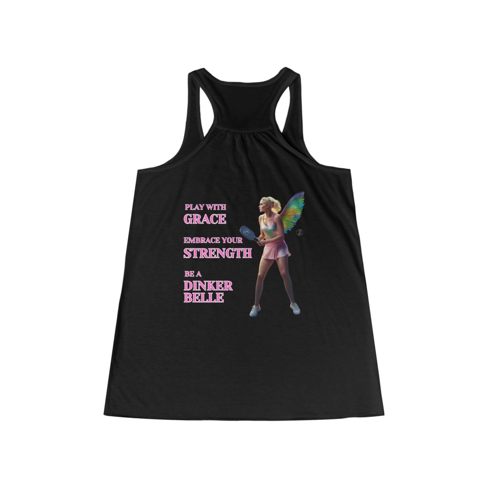 Tennis dress with motivational text and winged player design.