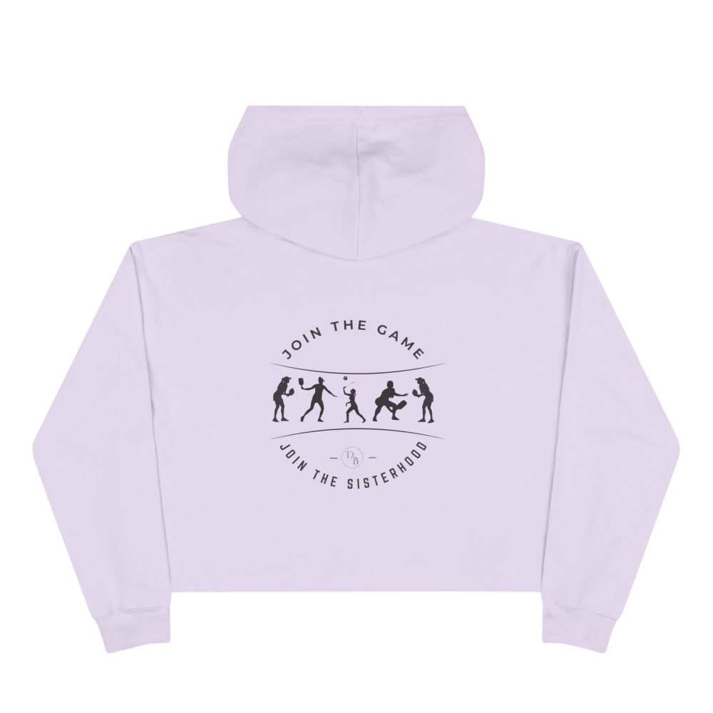 Purple hoodie with sports silhouette graphic design.