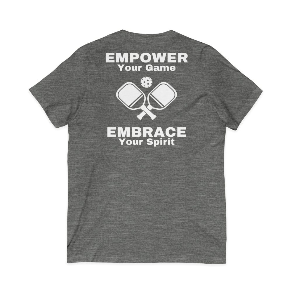 Gray T-shirt with motivational pickleball design.