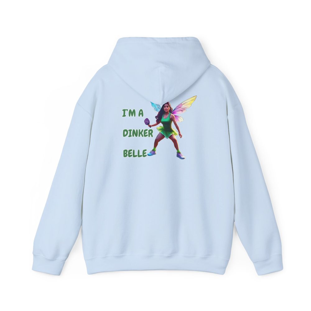 Hoodie with pickleball fairy design, Dinker Belle theme.