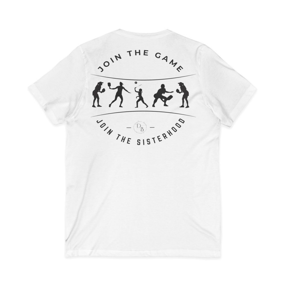 White t-shirt sports silhouettes 'Join the Sisterhood'