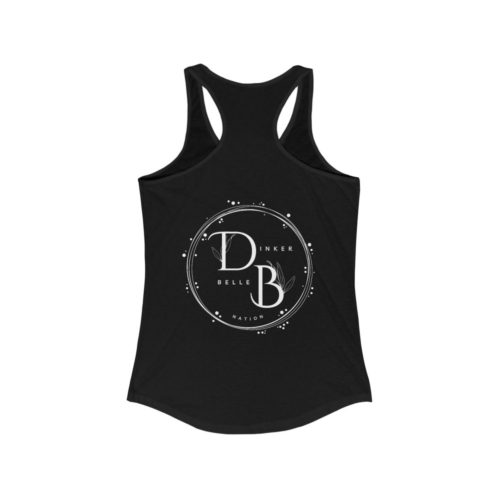 Black tank top with Dinker Belle Nation logo.