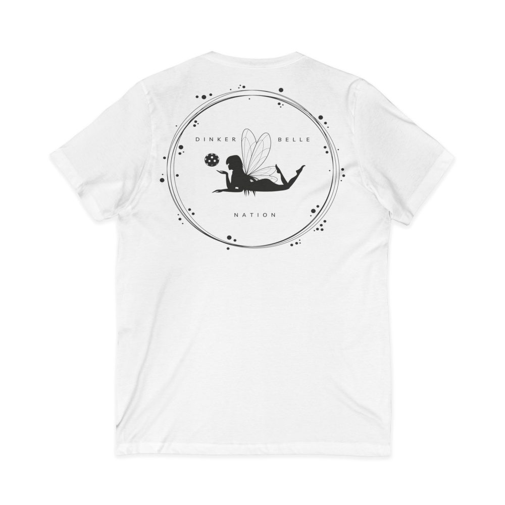 White shirt with fairy silhouette design.