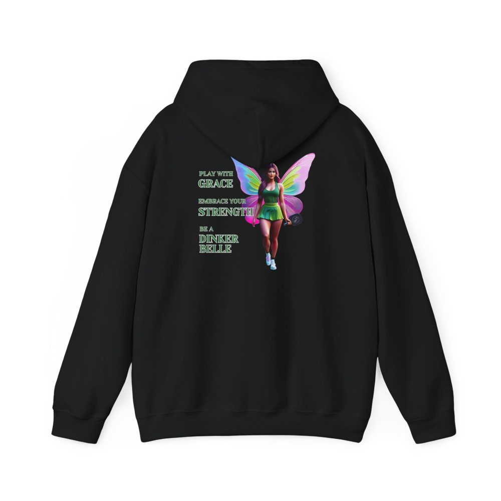 Black hoodie with fairy graphic and motivational text.