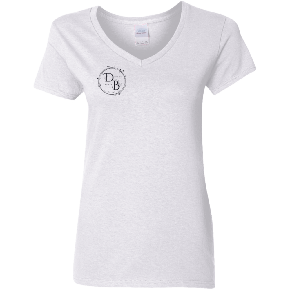 White V-neck T-shirt with circular DB chest logo