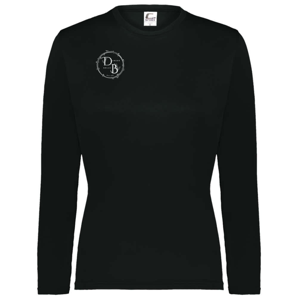 Black long-sleeve shirt with small white chest logo